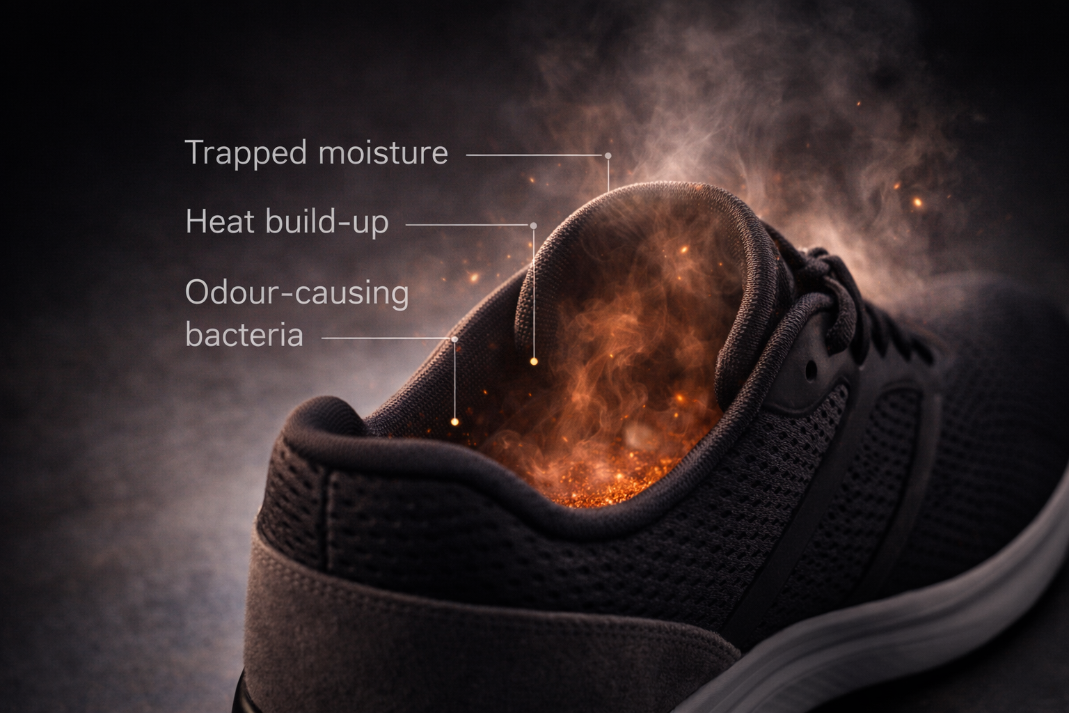 Moisture inside shoe